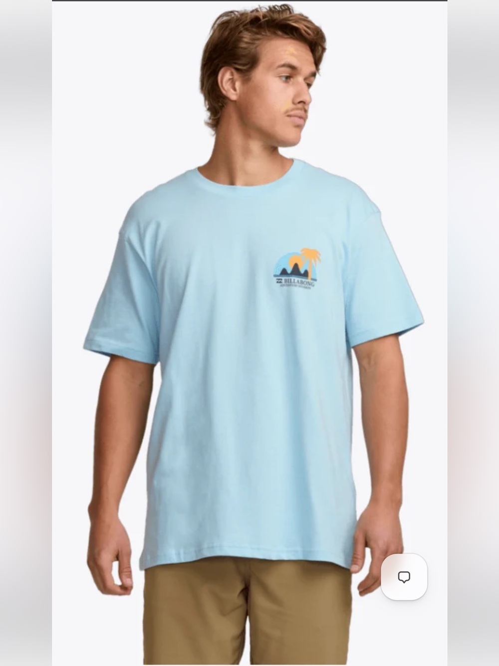 Billabong Sun Down Adventure Division SS T shirt Size Medium Lt blue NEW